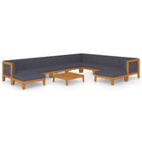 NNEVL 11 Piece Garden Lounge Set with Cushions Solid Acacia Wood