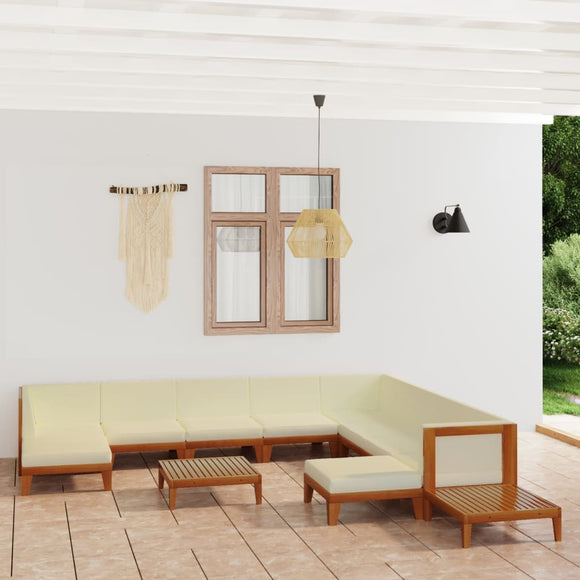 NNEVL 12 Piece Garden Lounge Set with Cushions Solid Acacia Wood