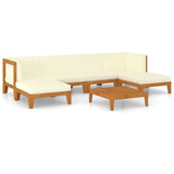 NNEVL 7 Piece Garden Lounge Set with Cushions Solid Acacia Wood