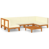 NNEVL 7 Piece Garden Lounge Set with Cushions Solid Acacia Wood
