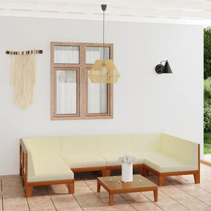 NNEVL 7 Piece Garden Lounge Set with Cushions Solid Acacia Wood