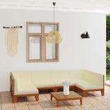 NNEVL 7 Piece Garden Lounge Set with Cushions Solid Acacia Wood