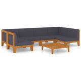 NNEVL 7 Piece Garden Lounge Set with Cushions Solid Acacia Wood