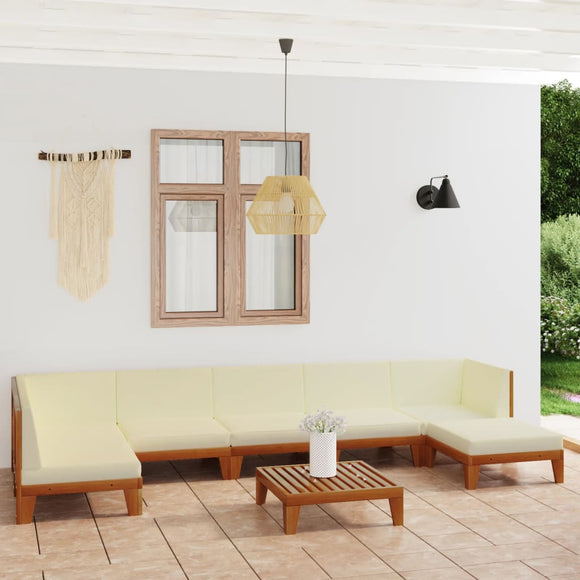 NNEVL 8 Piece Garden Lounge Set with Cushions Solid Acacia Wood