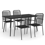 NNEVL 5 Piece Garden Dining Set Cotton Rope and Steel Black