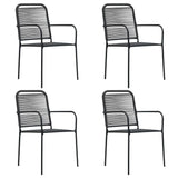 NNEVL 5 Piece Garden Dining Set Cotton Rope and Steel Black