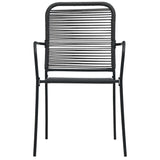 NNEVL 5 Piece Garden Dining Set Cotton Rope and Steel Black