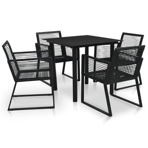 NNEVL 5 Piece Outdoor Dining Set PVC Rattan Black