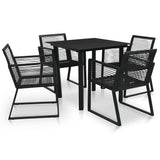 NNEVL 5 Piece Outdoor Dining Set PVC Rattan Black