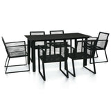 NNEVL 7 Piece Outdoor Dining Set PVC Rattan Black