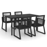 NNEVL 5 Piece Outdoor Dining Set PVC Rattan Black