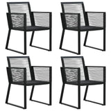 NNEVL 5 Piece Outdoor Dining Set PVC Rattan Black