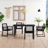 NNEVL 5 Piece Outdoor Dining Set PVC Rattan Black