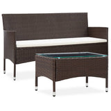 NNEVL 2 Piece Garden Lounge Set with Cushion Poly Rattan Brown