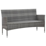 NNEVL 2 Piece Garden Lounge Set with Cushion Poly Rattan Grey
