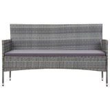 NNEVL 2 Piece Garden Lounge Set with Cushion Poly Rattan Grey