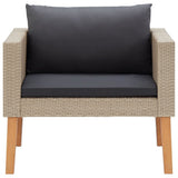 NNEVL 4 Piece Garden Lounge Set with Cushions Poly Rattan Beige