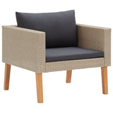 NNEVL 4 Piece Garden Lounge Set with Cushions Poly Rattan Beige
