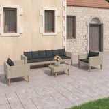 NNEVL 4 Piece Garden Lounge Set with Cushions Poly Rattan Beige