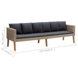 NNEVL 5 Piece Garden Lounge Set with Cushions Poly Rattan Beige
