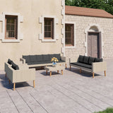 NNEVL 5 Piece Garden Lounge Set with Cushions Poly Rattan Beige
