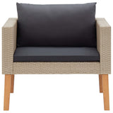 NNEVL 4 Piece Garden Lounge Set with Cushions Poly Rattan Beige
