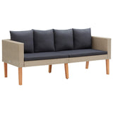 NNEVL 4 Piece Garden Lounge Set with Cushions Poly Rattan Beige