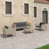 NNEVL 4 Piece Garden Lounge Set with Cushions Poly Rattan Beige