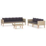 NNEVL 3 Piece Garden Lounge Set with Cushions Poly Rattan Beige