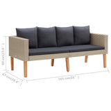NNEVL 3 Piece Garden Lounge Set with Cushions Poly Rattan Beige