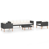 NNEVL 4 Piece Garden Lounge Set with Cushions Poly Rattan Black