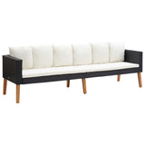 NNEVL 4 Piece Garden Lounge Set with Cushions Poly Rattan Black