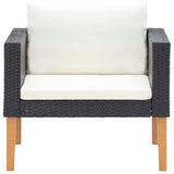 NNEVL 4 Piece Garden Lounge Set with Cushions Poly Rattan Black