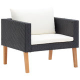 NNEVL 4 Piece Garden Lounge Set with Cushions Poly Rattan Black