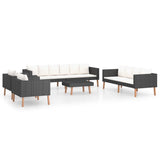 NNEVL 5 Piece Garden Lounge Set with Cushions Poly Rattan Black