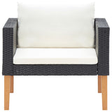 NNEVL 5 Piece Garden Lounge Set with Cushions Poly Rattan Black