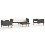 NNEVL 4 Piece Garden Lounge Set with Cushions Poly Rattan Black