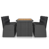NNEVL 9 Piece Outdoor Dining Set with Cushions Poly Rattan Black