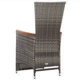 NNEVL 3 Piece Garden Lounge Set with Cushions Poly Rattan Grey