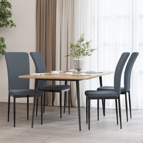 NNEVL Dining Chairs 4 pcs Dark Grey Velvet