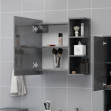 NNEVL Bathroom Mirror Cabinet High Gloss Grey 62.5x20.5x64 cm Chipboard