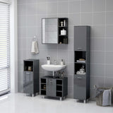 NNEVL Bathroom Mirror Cabinet High Gloss Grey 62.5x20.5x64 cm Chipboard