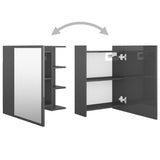 NNEVL Bathroom Mirror Cabinet High Gloss Grey 62.5x20.5x64 cm Chipboard