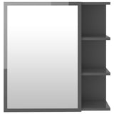 NNEVL Bathroom Mirror Cabinet High Gloss Grey 62.5x20.5x64 cm Chipboard