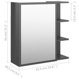 NNEVL Bathroom Mirror Cabinet High Gloss Grey 62.5x20.5x64 cm Chipboard