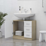 NNEVL Sink Cabinet White and Sonoma Oak 63x30x54 cm Engineered Wood