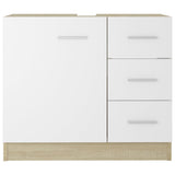 NNEVL Sink Cabinet White and Sonoma Oak 63x30x54 cm Engineered Wood