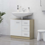 NNEVL Sink Cabinet White and Sonoma Oak 63x30x54 cm Engineered Wood