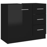 NNEVL Sink Cabinet High Gloss Black 63x30x54 cm Chipboard