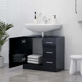 NNEVL Sink Cabinet High Gloss Black 63x30x54 cm Chipboard